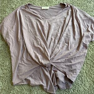 Lavender Field Lavender Tie Front Short Sleeve Blouse